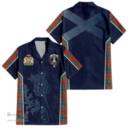 ScotsTee Shop Scottish MacLean of Duart Ancient Clan Scottish Crest and Scottish Thistle Sport Tartan Short Sleeve Shirt