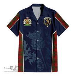 ScotsTee Shop Scottish MacIntosh Red Clan Scottish Crest and Scottish Thistle Sport Tartan Short Sleeve Shirt