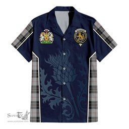 ScotsTee Shop Scottish MacPherson Dress Clan Scottish Crest and Scottish Thistle Sport Tartan Short Sleeve Shirt