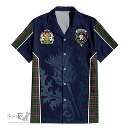 ScotsTee Shop Scottish MacFarlane Hunting Clan Scottish Crest and Scottish Thistle Sport Tartan Short Sleeve Shirt