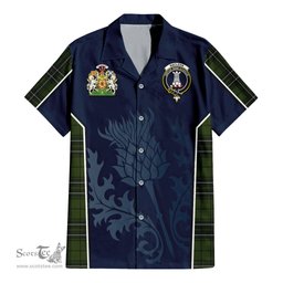 ScotsTee Shop Scottish MacLean Hunting Clan Scottish Crest and Scottish Thistle Sport Tartan Short Sleeve Shirt