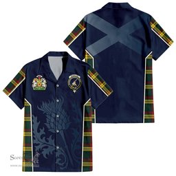ScotsTee Shop Scottish MacMillan Old Modern Clan Scottish Crest and Scottish Thistle Sport Tartan Short Sleeve Shirt
