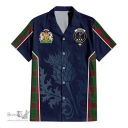 ScotsTee Shop Scottish MacPhail Blue Bands Clan Scottish Crest and Scottish Thistle Sport Tartan Short Sleeve Shirt