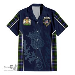 ScotsTee Shop Scottish MacNeil of Barra Modern Clan Scottish Crest and Scottish Thistle Sport Tartan Short Sleeve Shirt