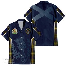 ScotsTee Shop Scottish Moore Clan Scottish Crest and Scottish Thistle Sport Tartan Short Sleeve Shirt