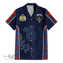 ScotsTee Shop Scottish Mar Clan Scottish Crest and Scottish Thistle Sport Tartan Short Sleeve Shirt