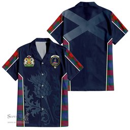 ScotsTee Shop Scottish Mar Clan Scottish Crest and Scottish Thistle Sport Tartan Short Sleeve Shirt