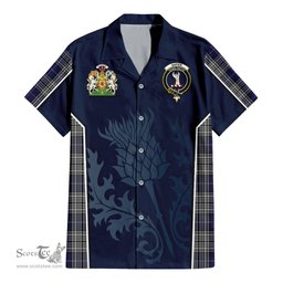 ScotsTee Shop Scottish Napier Clan Scottish Crest and Scottish Thistle Sport Tartan Short Sleeve Shirt