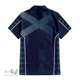 ScotsTee Shop Scottish Sempill Modern Clan Scottish Crest and Scottish Thistle Sport Tartan Short Sleeve Shirt