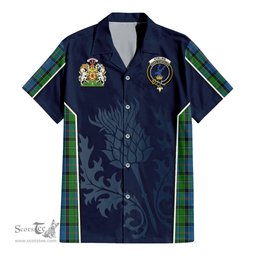 ScotsTee Shop Scottish Stirling Clan Scottish Crest and Scottish Thistle Sport Tartan Short Sleeve Shirt