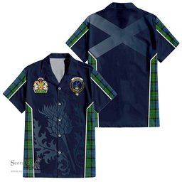 ScotsTee Shop Scottish Stirling Clan Scottish Crest and Scottish Thistle Sport Tartan Short Sleeve Shirt
