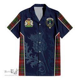 ScotsTee Shop Scottish Somerville Clan Scottish Crest and Scottish Thistle Sport Tartan Short Sleeve Shirt