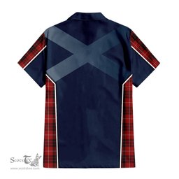 ScotsTee Shop Scottish Munro Black and Red Clan Scottish Crest and Scottish Thistle Sport Tartan Short Sleeve Shirt