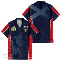 ScotsTee Shop Scottish Rose Modern Clan Scottish Crest and Scottish Thistle Sport Tartan Short Sleeve Shirt