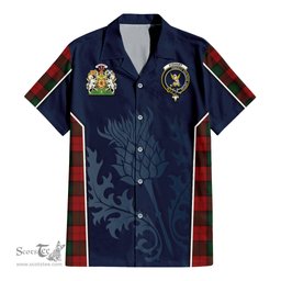 ScotsTee Shop Scottish Stewart of Atholl Clan Scottish Crest and Scottish Thistle Sport Tartan Short Sleeve Shirt