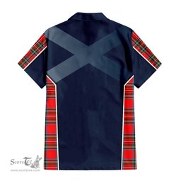 ScotsTee Shop Scottish Stewart Royal Clan Scottish Crest and Scottish Thistle Sport Tartan Short Sleeve Shirt
