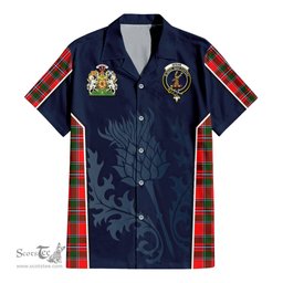 ScotsTee Shop Scottish Spens Modern Clan Scottish Crest and Scottish Thistle Sport Tartan Short Sleeve Shirt