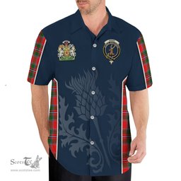 ScotsTee Shop Scottish Spens Modern Clan Scottish Crest and Scottish Thistle Sport Tartan Short Sleeve Shirt