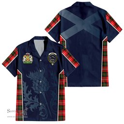 ScotsTee Shop Scottish Nesbitt Modern Clan Scottish Crest and Scottish Thistle Sport Tartan Short Sleeve Shirt