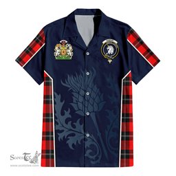 ScotsTee Shop Scottish Ramsay Modern Clan Scottish Crest and Scottish Thistle Sport Tartan Short Sleeve Shirt