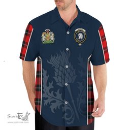ScotsTee Shop Scottish Ramsay Modern Clan Scottish Crest and Scottish Thistle Sport Tartan Short Sleeve Shirt