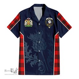 ScotsTee Shop Scottish Wemyss Modern Clan Scottish Crest and Scottish Thistle Sport Tartan Short Sleeve Shirt