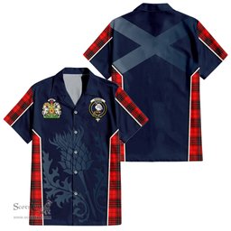 ScotsTee Shop Scottish Wemyss Modern Clan Scottish Crest and Scottish Thistle Sport Tartan Short Sleeve Shirt