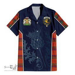 ScotsTee Shop Scottish Nicolson Ancient Clan Scottish Crest and Scottish Thistle Sport Tartan Short Sleeve Shirt