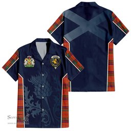 ScotsTee Shop Scottish Nicolson Ancient Clan Scottish Crest and Scottish Thistle Sport Tartan Short Sleeve Shirt