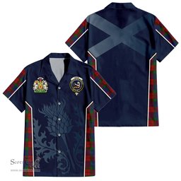 ScotsTee Shop Scottish Skene of Cromar Clan Scottish Crest and Scottish Thistle Sport Tartan Short Sleeve Shirt