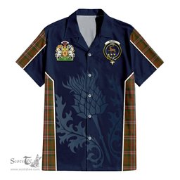 ScotsTee Shop Scottish Scott Brown Modern Clan Scottish Crest and Scottish Thistle Sport Tartan Short Sleeve Shirt