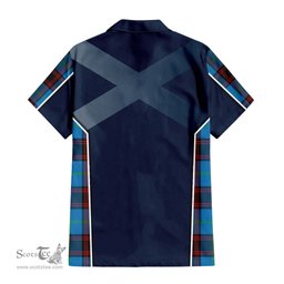 ScotsTee Shop Scottish Wedderburn Clan Scottish Crest and Scottish Thistle Sport Tartan Short Sleeve Shirt