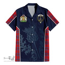 ScotsTee Shop Scottish Rait Clan Scottish Crest and Scottish Thistle Sport Tartan Short Sleeve Shirt