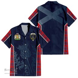 ScotsTee Shop Scottish Rait Clan Scottish Crest and Scottish Thistle Sport Tartan Short Sleeve Shirt