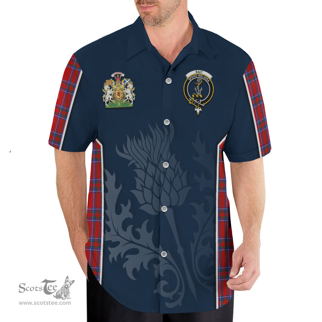 ScotsTee Shop Scottish Rait Clan Scottish Crest and Scottish Thistle Sport Tartan Short Sleeve Shirt