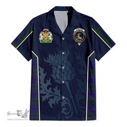 ScotsTee Shop Scottish Strachan Clan Scottish Crest and Scottish Thistle Sport Tartan Short Sleeve Shirt