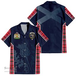 ScotsTee Shop Scottish Straiton Clan Scottish Crest and Scottish Thistle Sport Tartan Short Sleeve Shirt