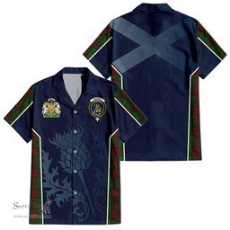 ScotsTee Shop Scottish Maxwell Hunting Clan Scottish Crest and Scottish Thistle Sport Tartan Short Sleeve Shirt