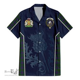 ScotsTee Shop Scottish Wood Clan Scottish Crest and Scottish Thistle Sport Tartan Short Sleeve Shirt