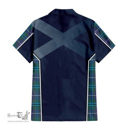 ScotsTee Shop Scottish Sandilands Clan Scottish Crest and Scottish Thistle Sport Tartan Short Sleeve Shirt