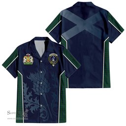 ScotsTee Shop Scottish Montgomery Clan Scottish Crest and Scottish Thistle Sport Tartan Short Sleeve Shirt