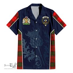 ScotsTee Shop Scottish Maxtone Clan Scottish Crest and Scottish Thistle Sport Tartan Short Sleeve Shirt