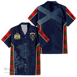 ScotsTee Shop Scottish Maxtone Clan Scottish Crest and Scottish Thistle Sport Tartan Short Sleeve Shirt