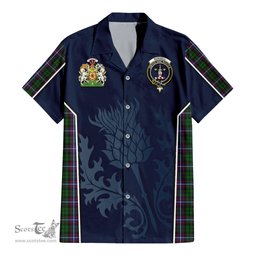 ScotsTee Shop Scottish Russell Clan Scottish Crest and Scottish Thistle Sport Tartan Short Sleeve Shirt
