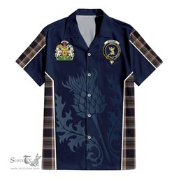 ScotsTee Shop Scottish Stewart Navy Clan Scottish Crest and Scottish Thistle Sport Tartan Short Sleeve Shirt