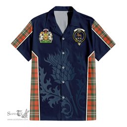 ScotsTee Shop Scottish Scott Ancient Clan Scottish Crest and Scottish Thistle Sport Tartan Short Sleeve Shirt