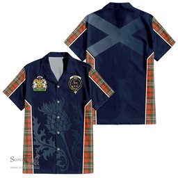 ScotsTee Shop Scottish Scott Ancient Clan Scottish Crest and Scottish Thistle Sport Tartan Short Sleeve Shirt