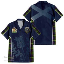 ScotsTee Shop Scottish Watson Modern Clan Scottish Crest and Scottish Thistle Sport Tartan Short Sleeve Shirt