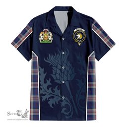 ScotsTee Shop Scottish Stewart of Appin Hunting Dress Clan Scottish Crest and Scottish Thistle Sport Tartan Short Sleeve Shirt