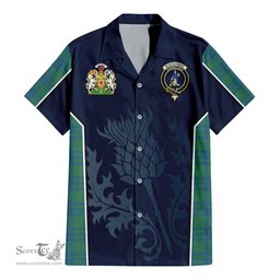 ScotsTee Shop Scottish Montgomery Ancient Clan Scottish Crest and Scottish Thistle Sport Tartan Short Sleeve Shirt